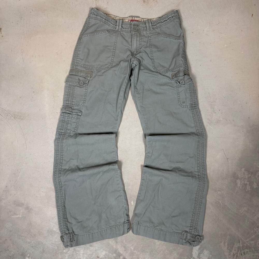 No Boundaries Juniors 11 Olive Green Cargo Pants low Rise bootcut Cotton Utility